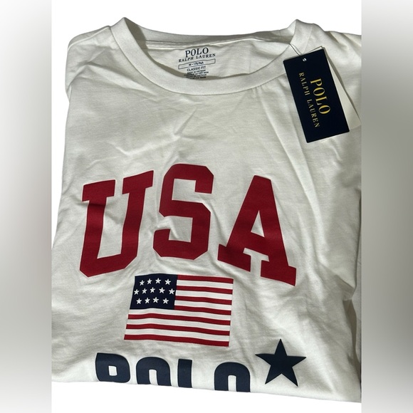 62. Polo by Ralph Lauren| White USA Flag Classic Crewneck  T-Shirt - Picture 6 of 6